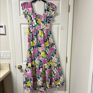 Floral Maxi Dress with Ruffle Sleeves